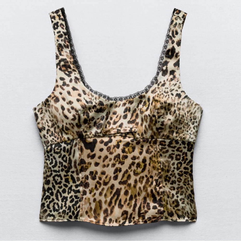 Zara ANIMAL PRINT SATIN TOP